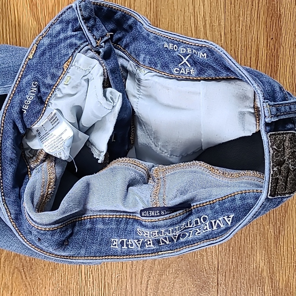AMERICAN EAGLE VINTAGE 6x28 GIRLS WOMEN'S DENIM DISTRESSED STRETCH JEGING JEANS - Picture 5 of 8